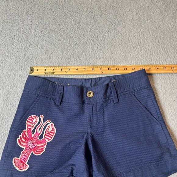 Lilly Pulitzer Short Womens 0 Blue‎ The Callahan 5" Short Lobster Print - Picture 5 of 10